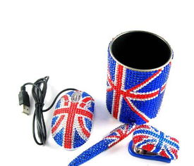 欧美流行镶钻笔筒套装与英美国旗文具组合 厂家直销价格与图片展示